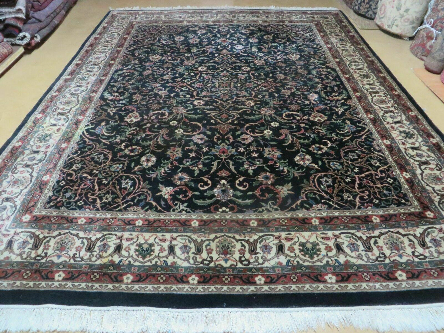 Indo Persian Rug 8x10, Wool Handmade Floral Carpet