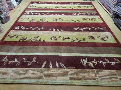 8' X 11' Tibetan Nepal Art Deco Hand Knotted Wool Rug Modern Contemporary Nice