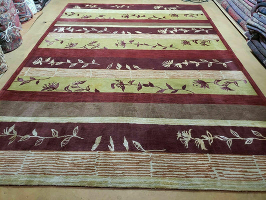 8' X 11' Tibetan Nepal Art Deco Hand Knotted Wool Rug Modern Contemporary Nice