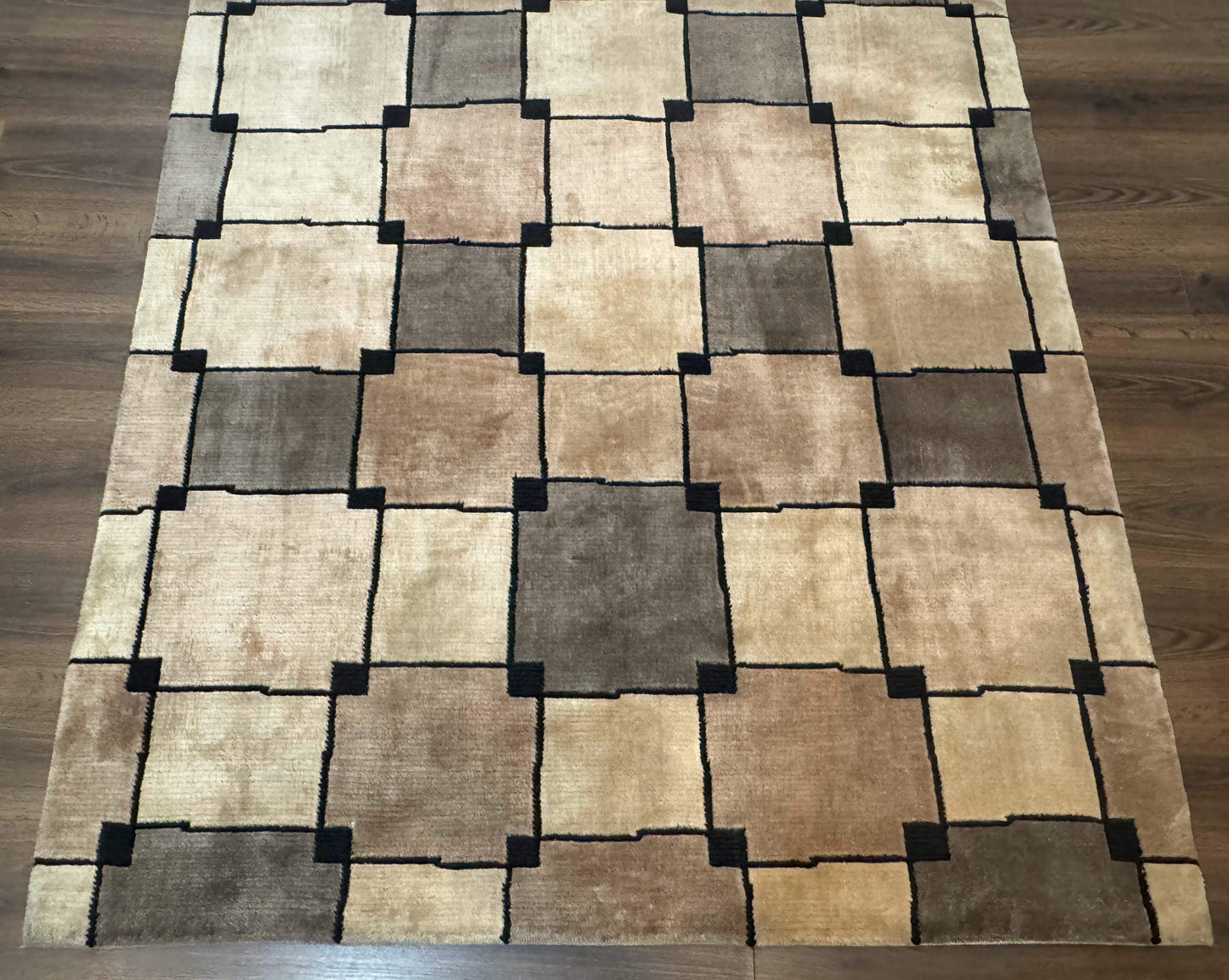 Tibetan Wool Rug 5x8, Contemporary Modern Carpet, Abstract Design, Soft Thick Pile, Pair B