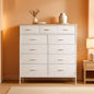 Compact 12 Drawer Dresser With Fabric Drawers And Wood Top