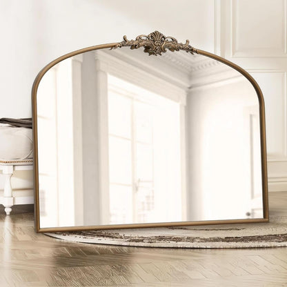 Arched Gold Wall Mirror 40x30 Inches Vintage Ornate