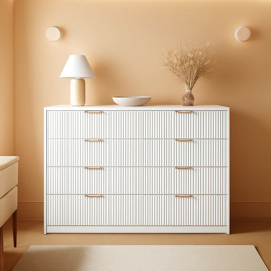 White Solid Maple Dresser Anti Tip LargeCapacityDrawers