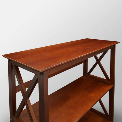 Shelf Bookcase With X Design Three Shelf Storage For Books