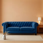 Blue Velvet 3 Piece Sectional Sofa Set With Tufting