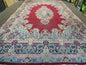 Antique Persian Kirman Rug 10x17 Oriental Carpet 10 x 17, Red, Multicolor, Namazian Signature Master Weaver, Shabby Chic, Semi Open Field