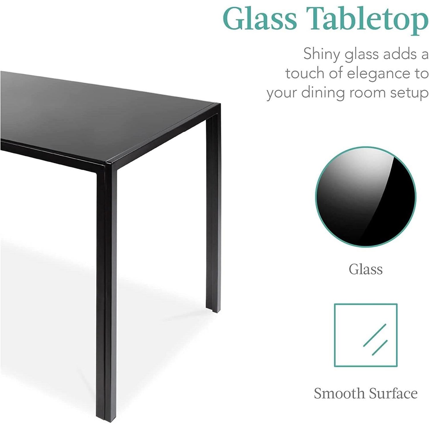 Glass Top Dining Table Set With Steel Frame Leather Chairs