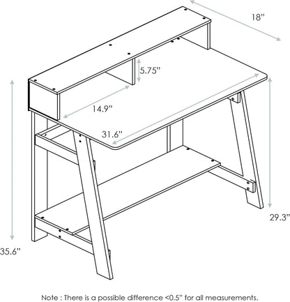 A Frame Computer Desk with Hutch Storage in Columbia Walnut