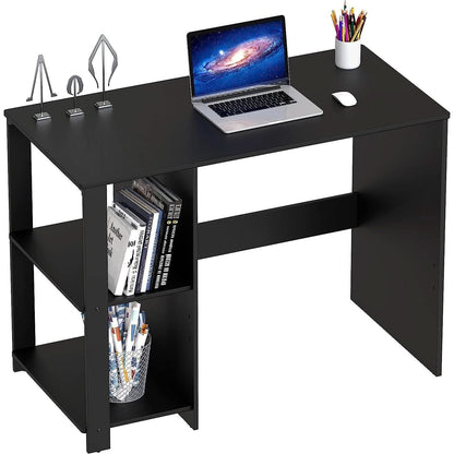 Espresso Finish Home Office Desk With Open Shelves