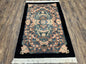 Chinese Art Deco Rug 3x5, Black and Beige Chinese Carpet 3 x 5, Vintage Rug, 1950s Rug, Floral Rug, Handmade Rug, Art Deco Rug, Wool Rug