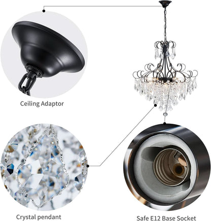 Black Crystal Chandelier 10 Light Pendant Ceiling Fixture