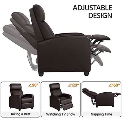 Set Of 2 PU Leather Padded Recliner Chairs For Living Room