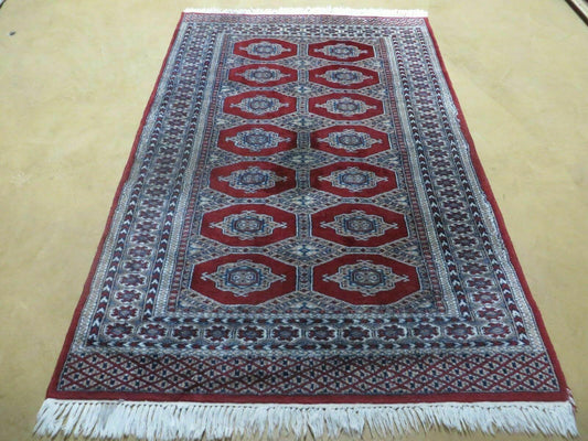 4' X 6' Vintage Handmade Pakistan Turkoman Bokhara Fine Woven Wool Rug Nice