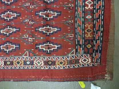 45" X 32" Antique Handmade Bokhara Turkoman Yomud Chuval Wool Rug Soumak NICE