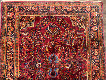 Persian Lilihan Rug 5x6, Red, Floral, Antique Persian Carpet