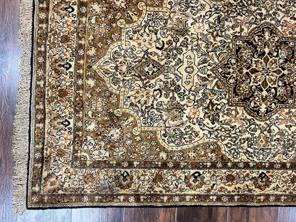 Persian Qum Silk Rug 3.5 x 5.5, Floral Medallion, Very Fine 350 KPSI, Handmade Silk on Silk Rug, Vintage