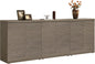 Modern Buffet Cabinet With Wave Panel Doors Large Storage