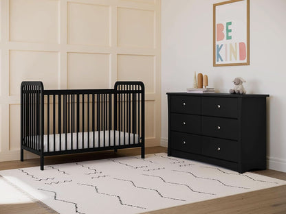 Crescent 6 Drawer Double Dresser Black GREENGUARD Gold