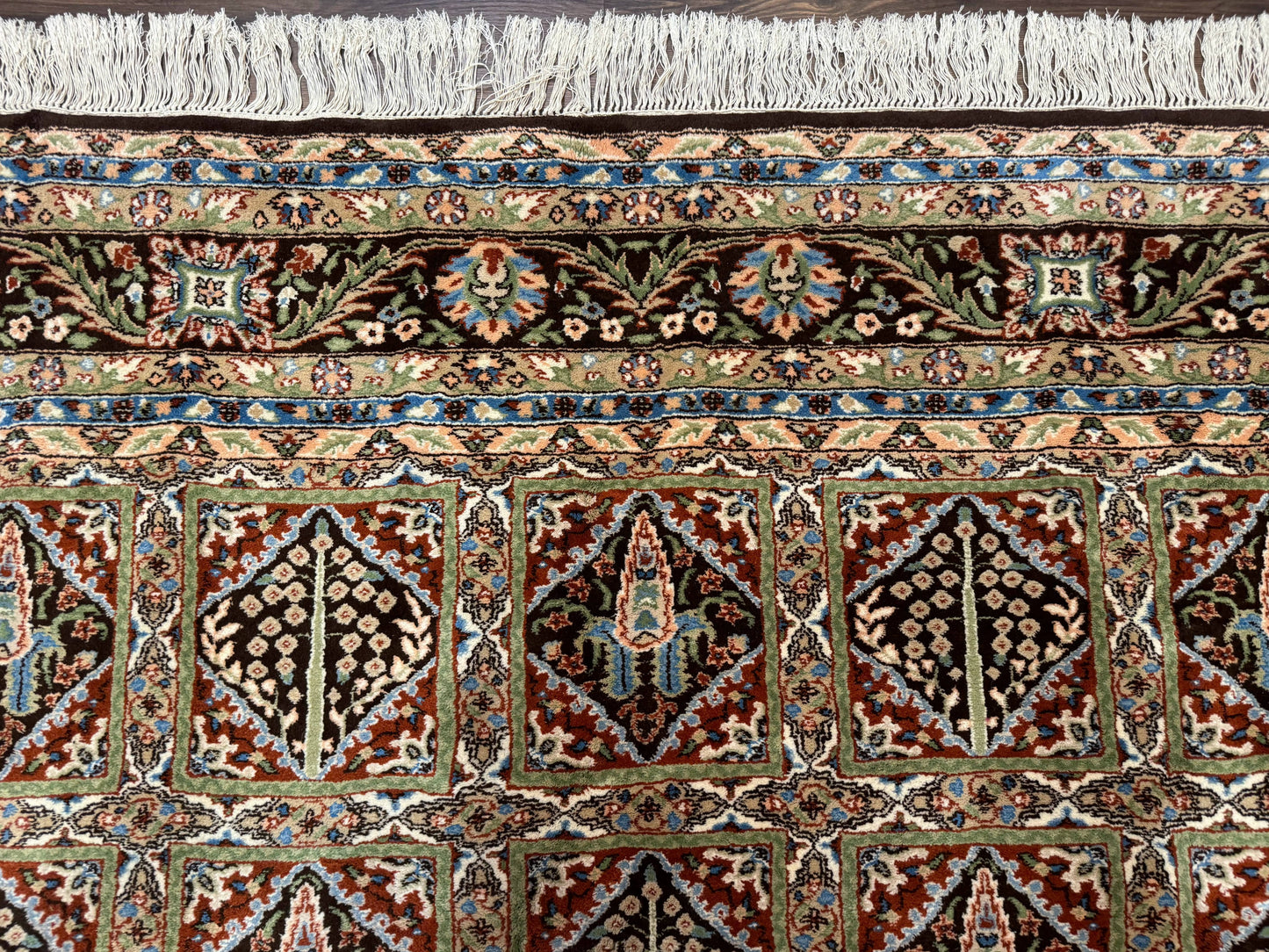 Sino Persian Rug 8x10, Panel Design, Brown, Multicolor, Wool, Cedar Trees