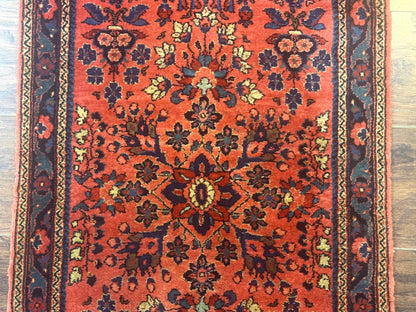 Antique Persian Sarouk Rug 2x4, Red, Fine 260 KPSI