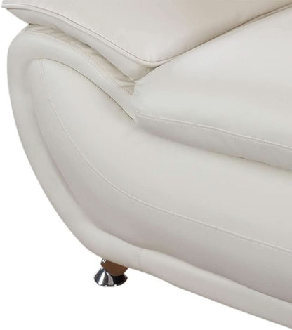 Leather 3 Piece Living Room Set Cream White With 3 Seater Sofa Loveseat And Armchair