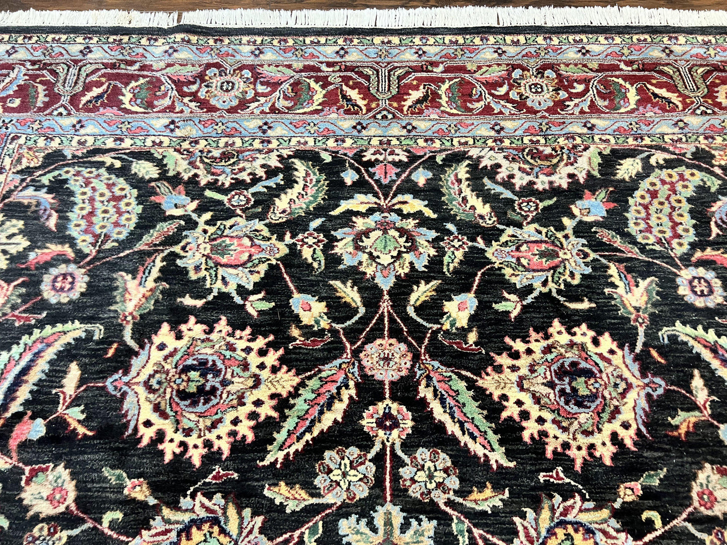 Indo Persian Rug 8x10, Nourison Carpet, Floral, Hand Knotted Vintage Wool Rug