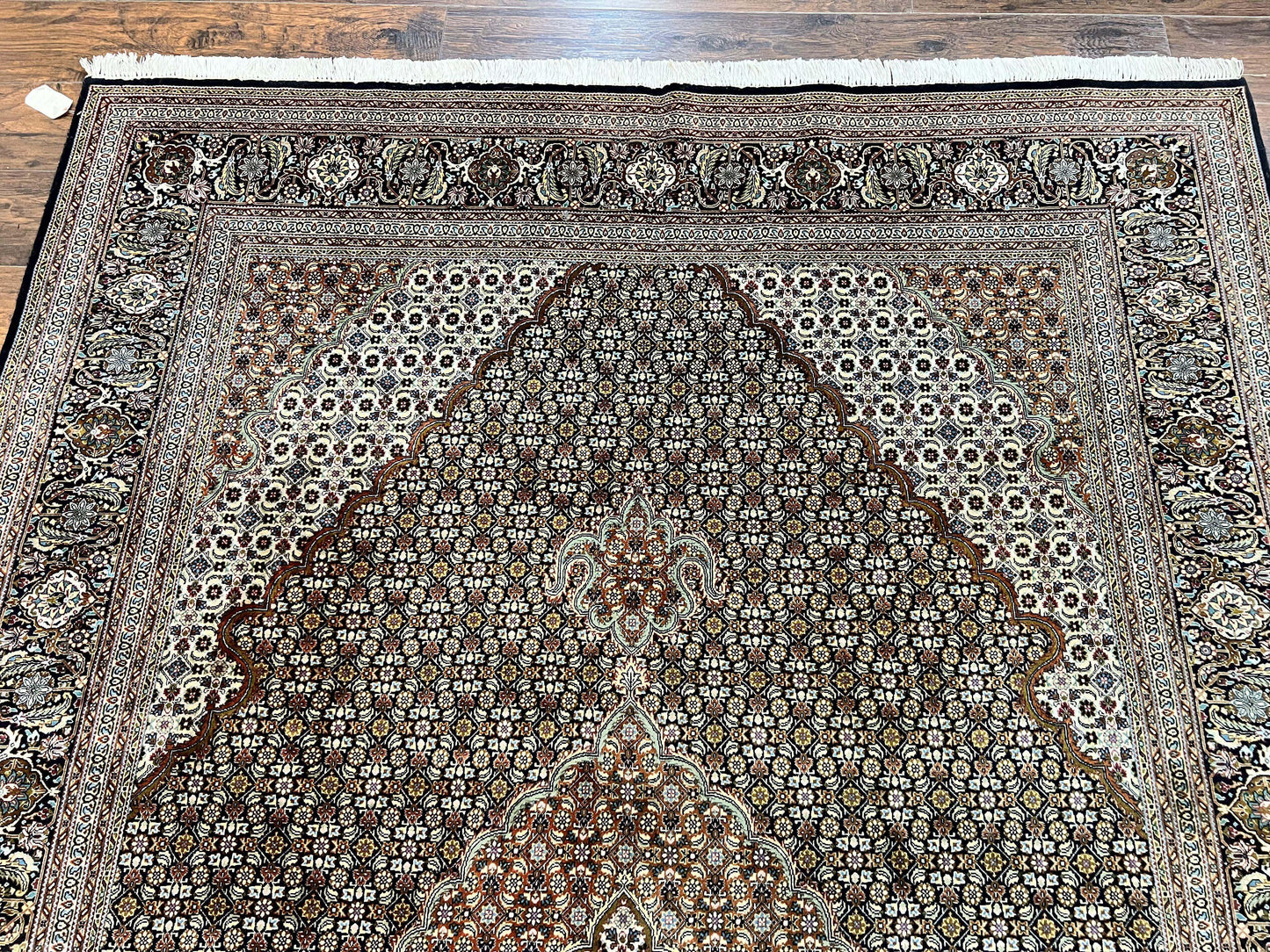 Wonderful Persian Tabriz Rug 7x10 ft, Very Fine 50 Raj 350 KPSI Oriental Carpet, Herati Mahi Pattern, Authentic Hand Knotted Handmade Wool Vintage