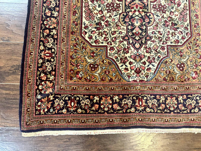 Persian Qum Rug 3.6 x 5, Kork Wool, Very Finely Hand Knotted 325 KPSI, Rare, Semi Antique