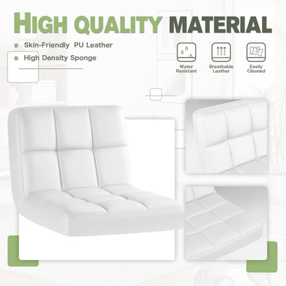 White PU Leather Swivel Bar Stool Set Of 2 Adjustable Height
