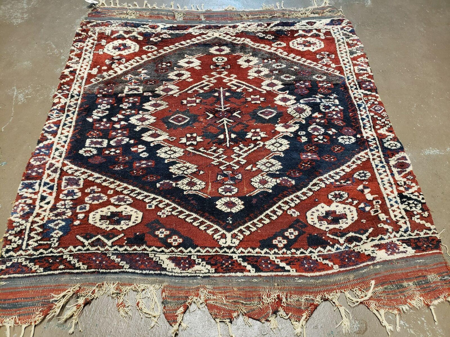 4' X 4' 4" Antique Handmade Turkish Oriental Bergema Wool Veg Dyes Tribal Collectible Rug