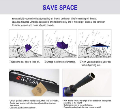 49 To 56 Inch Inverted Umbrella With C Shape Handle