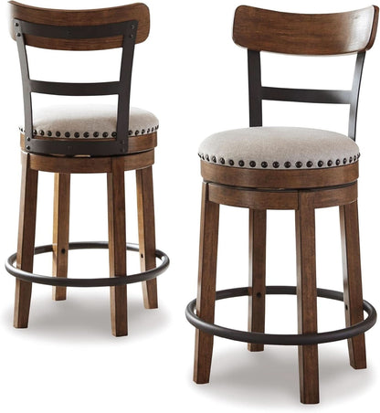 Rustic Farmhouse 24.5 Inch Counter Height Swivel Bar Stool