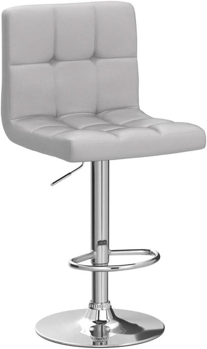 Bar Stools 2 Pack Adjustable Gray PU Leather Counter Height