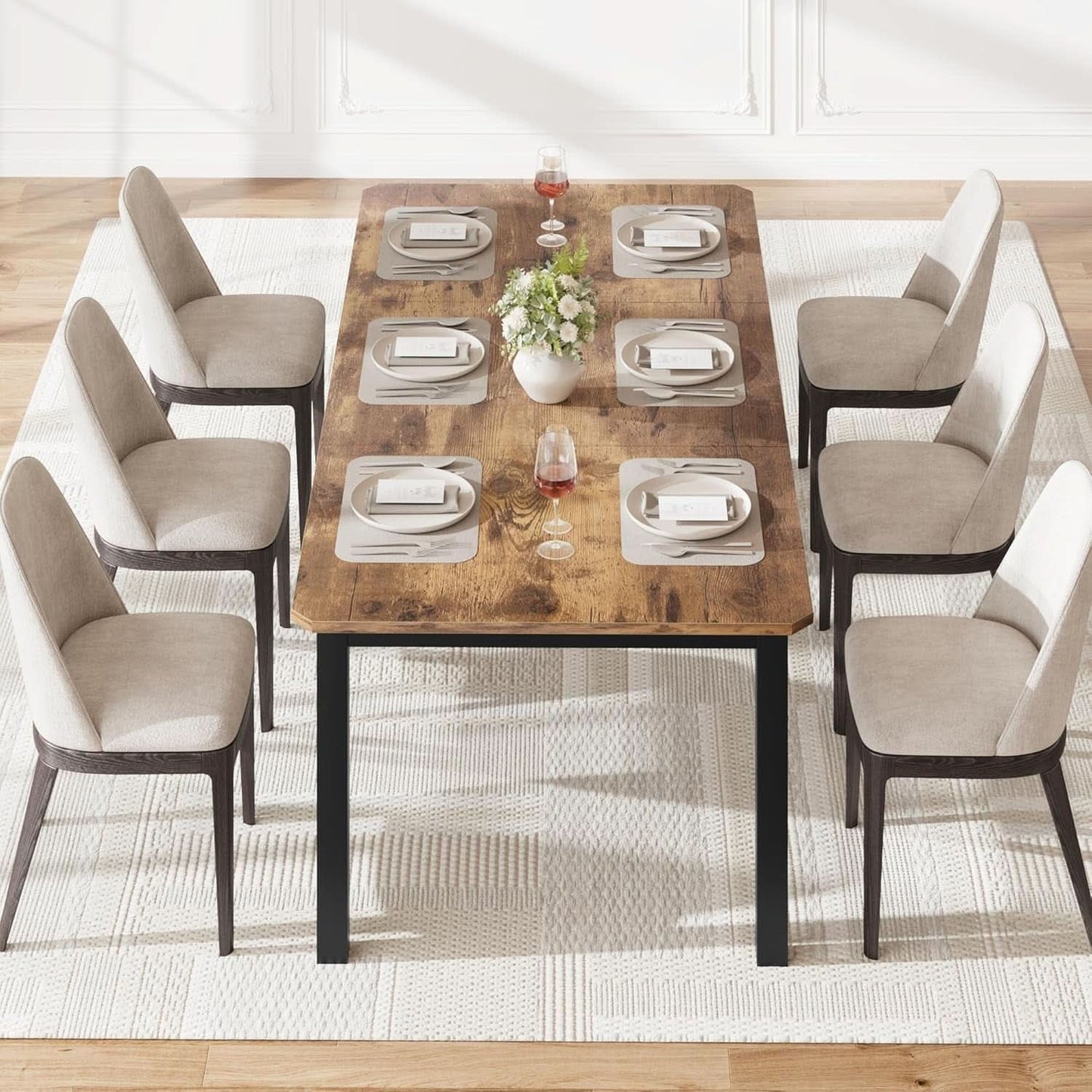 Industrial Wood Dining Table 78.7 Inches Long Brown Finish