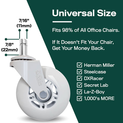 Original Roller Blade Office Chair Wheels White Set Of 5