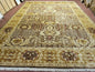 10' X 14' Handmade Pak Peshavar Chobi Agra Wool Carpet Coffee Brown Gold