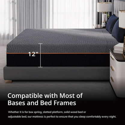 Queen Memory Foam Mattress 12Inch Midnight Black Edition