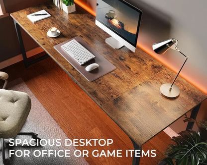 Rustic Brown 80 Inch Computer Desk For Home Office