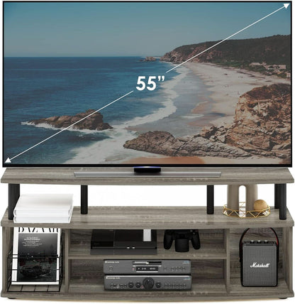 Large Entertainment Center for 55 Inch TV Oak and Black
