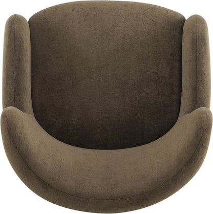 Brown Velvet Wingback Chair With Contoured Backrest