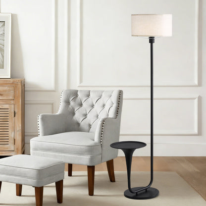 Dimmable Floor Lamp with Side Table | 57.5" Vintage Standing Light, Foot Switch & Bulb Included