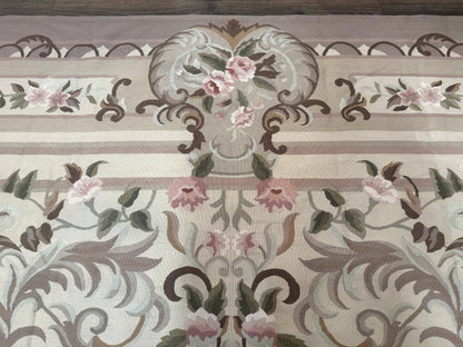 Palace Sized Aubusson Rug 13 x 20, Flatweave Aubusson Weave, Oversized Rug, European French Elegant Design