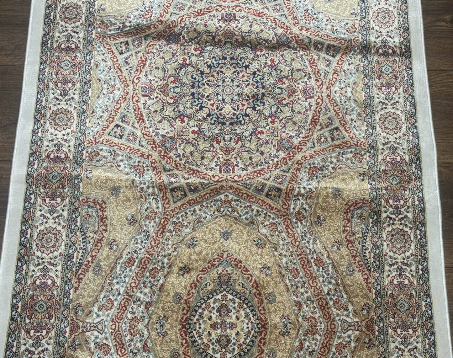 Turkish Silk Runner Rug 2.6 x 13, Dome Design, Hereke Runner, Bamboo Silk, New