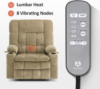Large Dual Motor Power Lift Recliner Chair Massage Beige