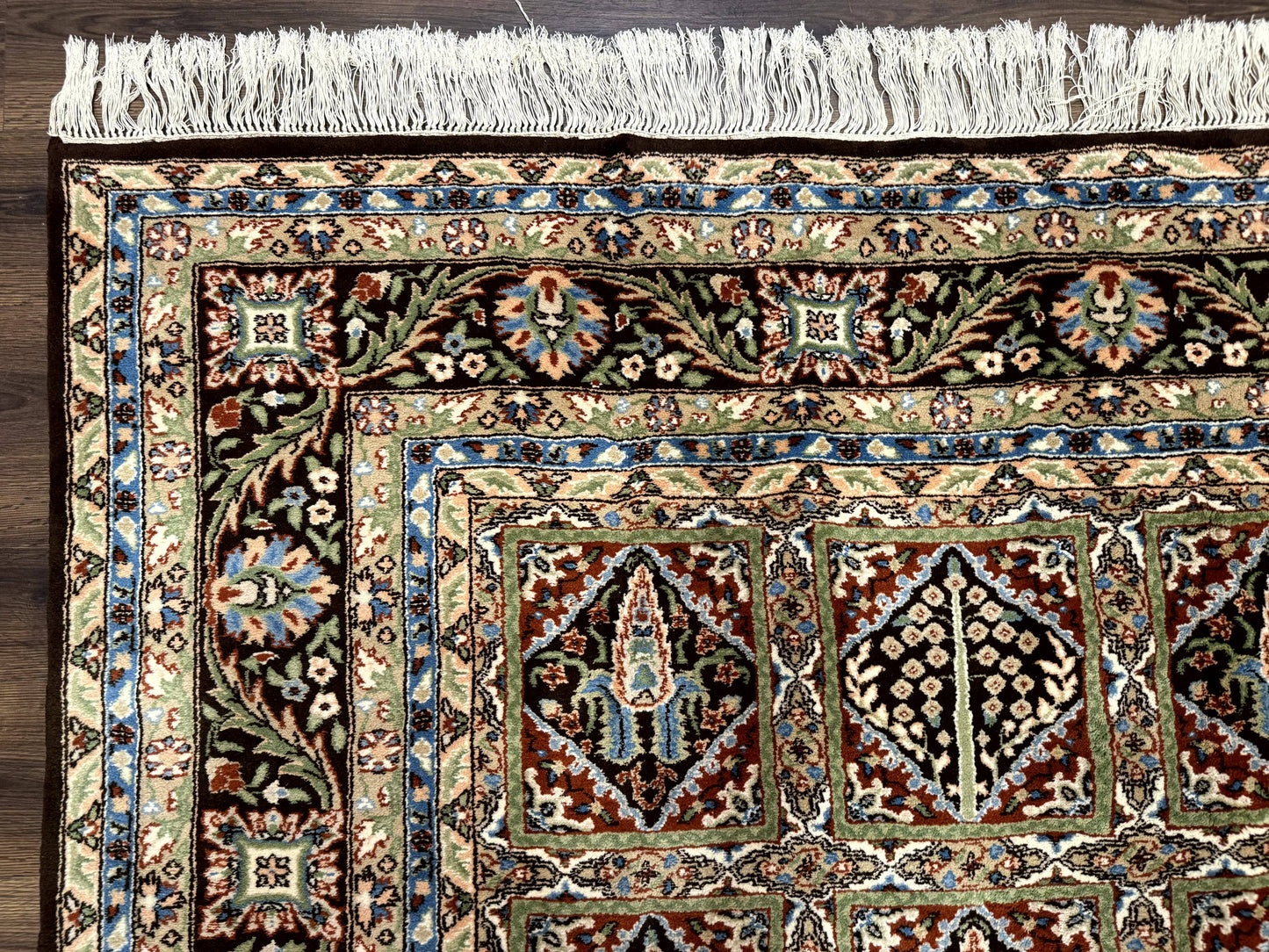 Sino Persian Rug 8x10, Panel Design, Brown, Multicolor, Wool, Cedar Trees