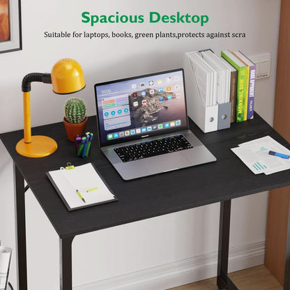 Black 32 Inch Desk And Chair Set For Home Office Use
