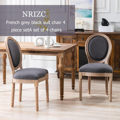 French Country Dining Chairs Set of 4 Oak Wood Round Back