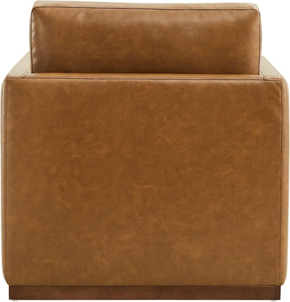 Swivel Accent Chair FauxLeather SaddleBrown Armchair LivingRoom