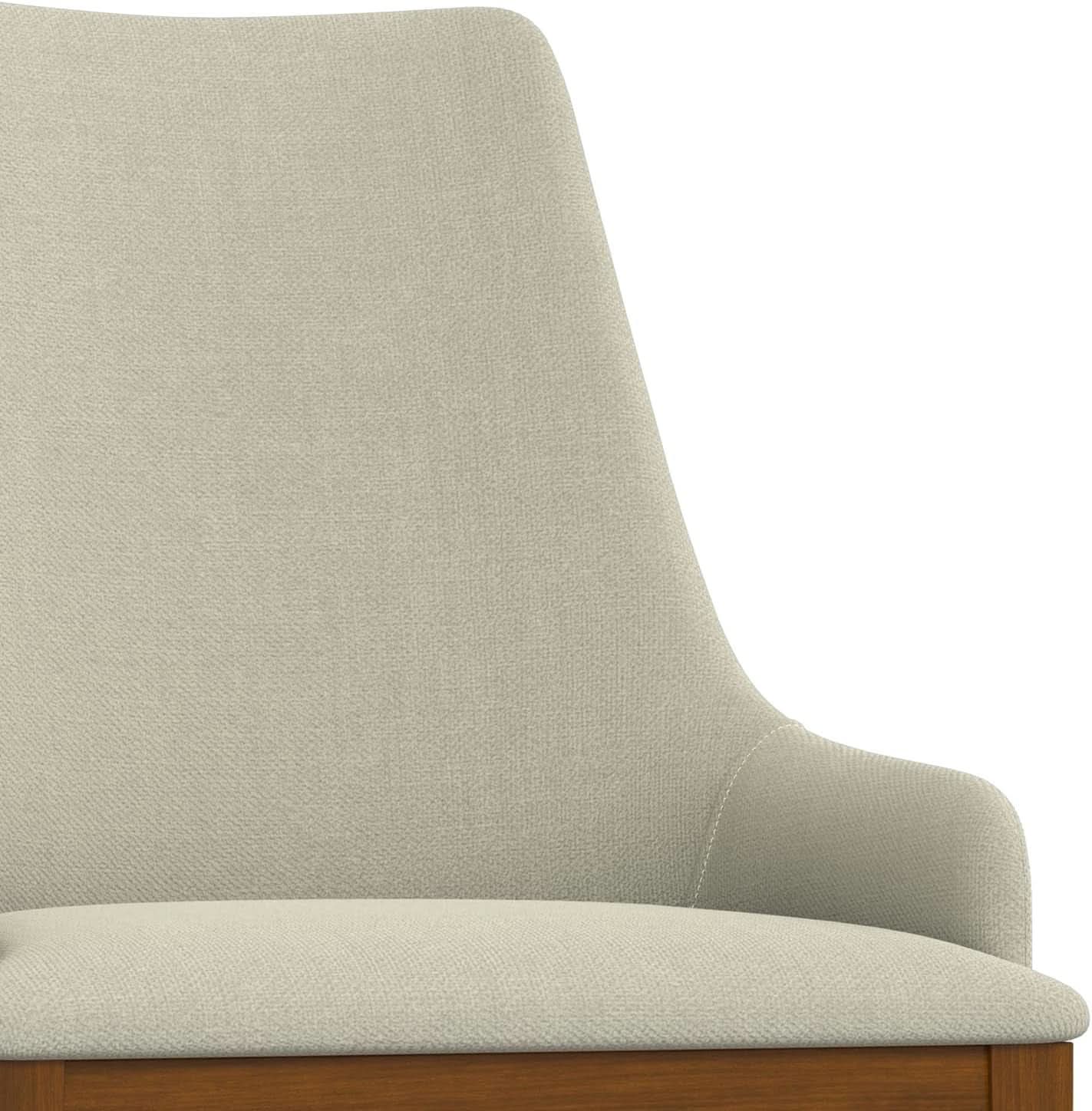 Stephanie Contemporary Dining Chair Set Of 2 In Natural Linen Look Fabric