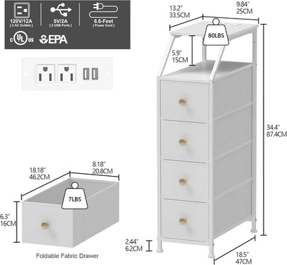UltraSlimVertical Dresser With USB Charging Station White